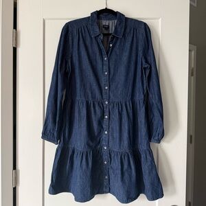 NWOT J. Crew Denim Button-Front Shirt Dress